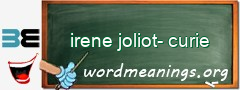 WordMeaning blackboard for irene joliot-curie